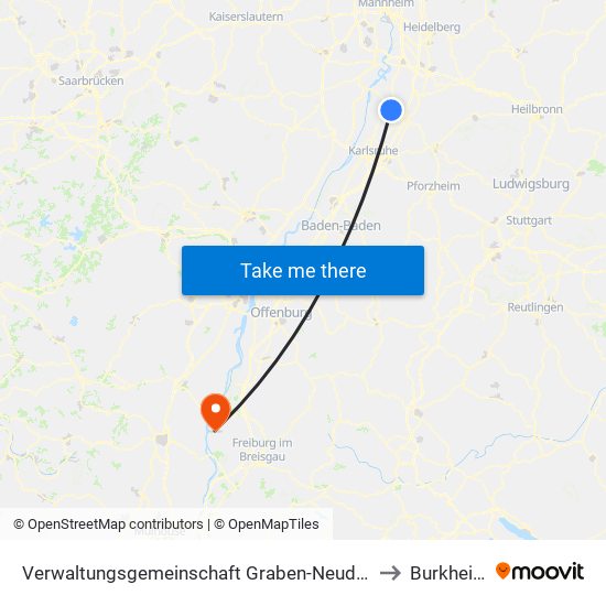 Verwaltungsgemeinschaft Graben-Neudorf to Burkheim map