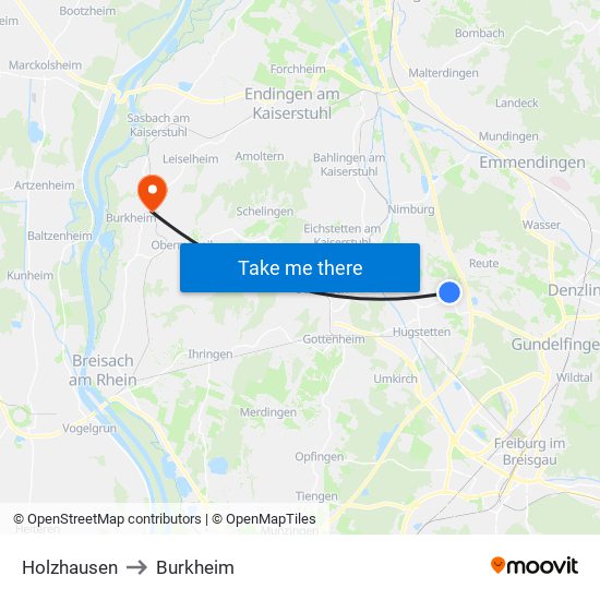 Holzhausen to Burkheim map