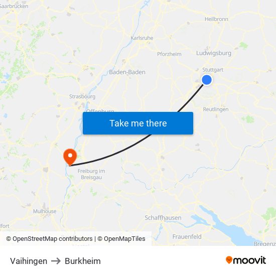 Vaihingen to Burkheim map