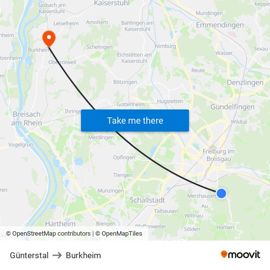 Günterstal to Burkheim map