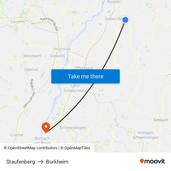 Staufenberg to Burkheim map