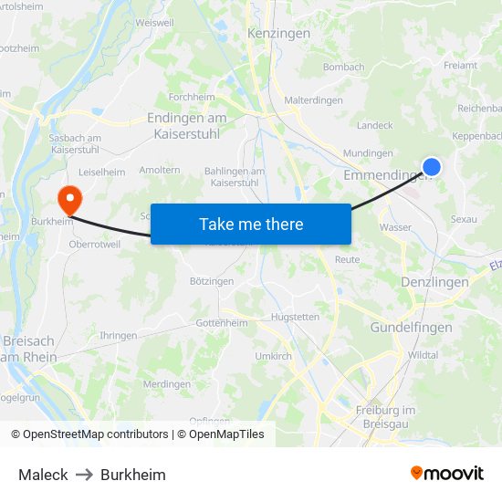 Maleck to Burkheim map