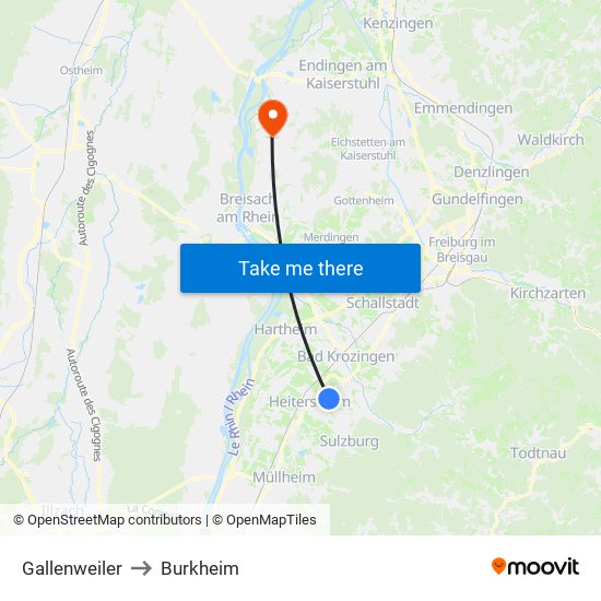 Gallenweiler to Burkheim map