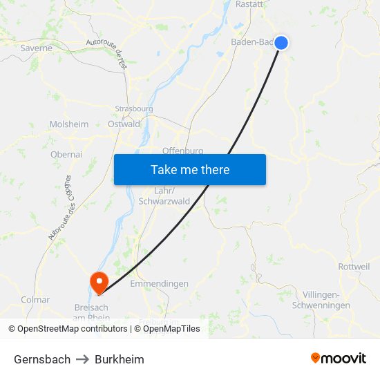 Gernsbach to Burkheim map