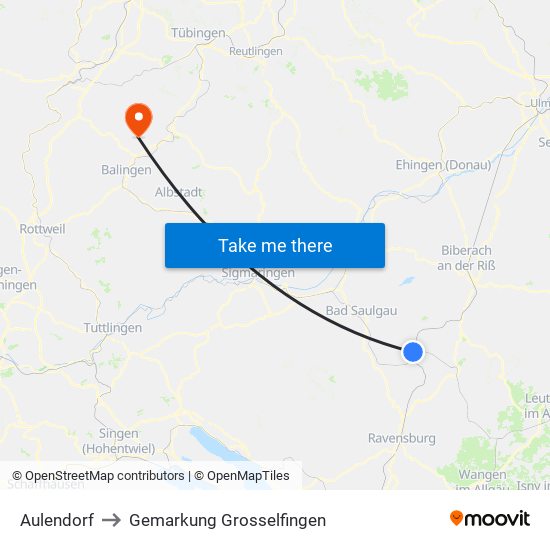 Aulendorf to Gemarkung Grosselfingen map