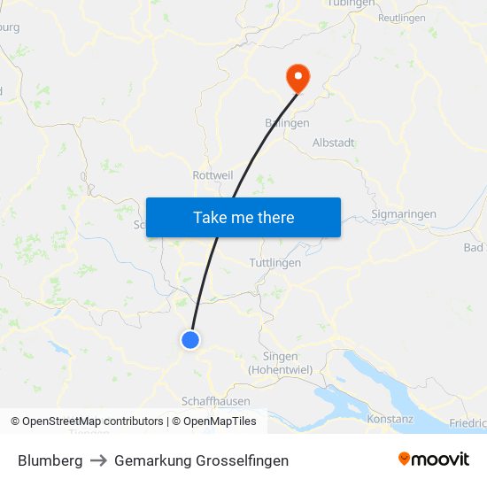 Blumberg to Gemarkung Grosselfingen map