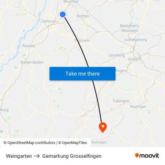 Weingarten to Gemarkung Grosselfingen map