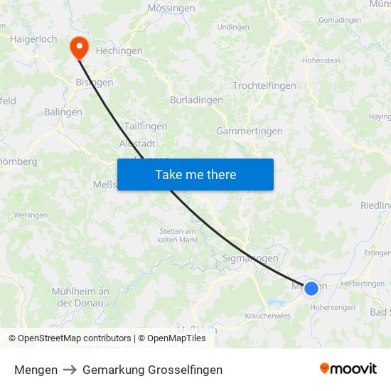 Mengen to Gemarkung Grosselfingen map