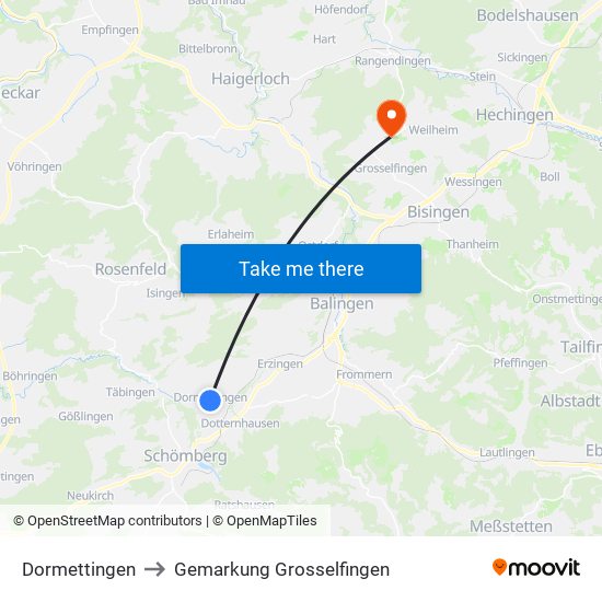 Dormettingen to Gemarkung Grosselfingen map