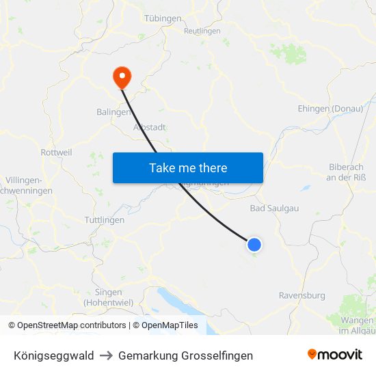 Königseggwald to Gemarkung Grosselfingen map