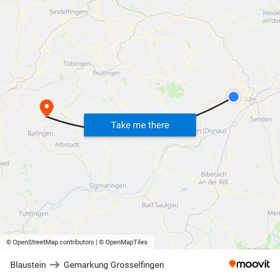 Blaustein to Gemarkung Grosselfingen map