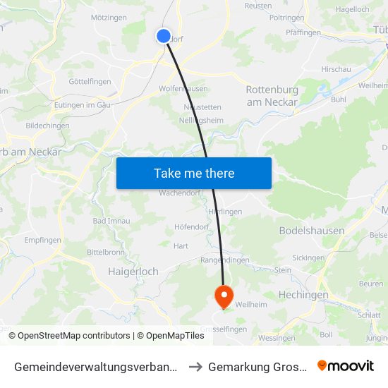 Gemeindeverwaltungsverband Oberes Gäu to Gemarkung Grosselfingen map