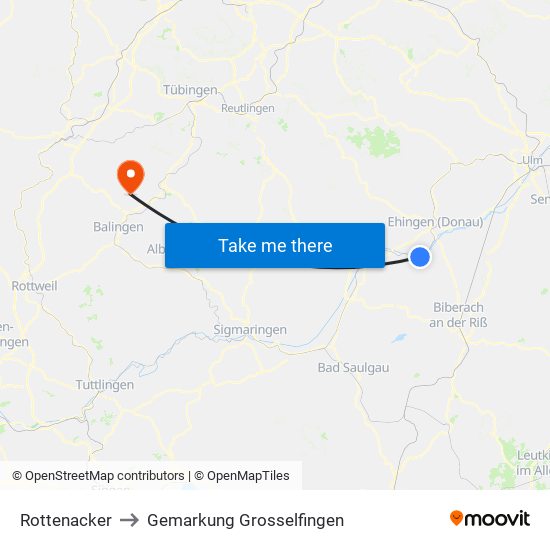 Rottenacker to Gemarkung Grosselfingen map