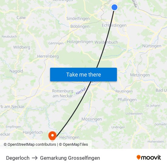 Degerloch to Gemarkung Grosselfingen map
