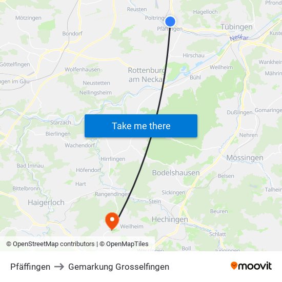 Pfäffingen to Gemarkung Grosselfingen map