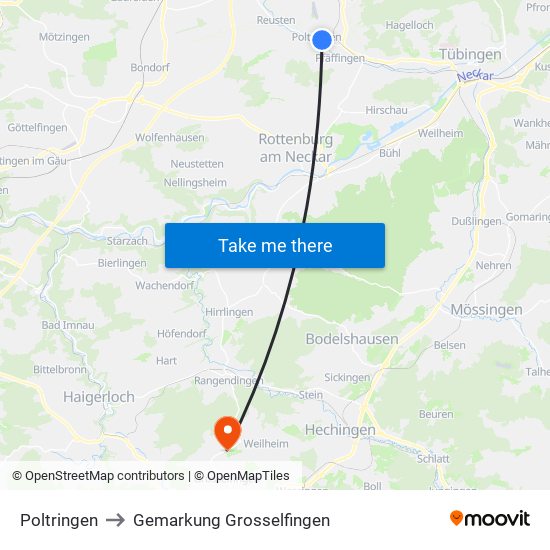 Poltringen to Gemarkung Grosselfingen map