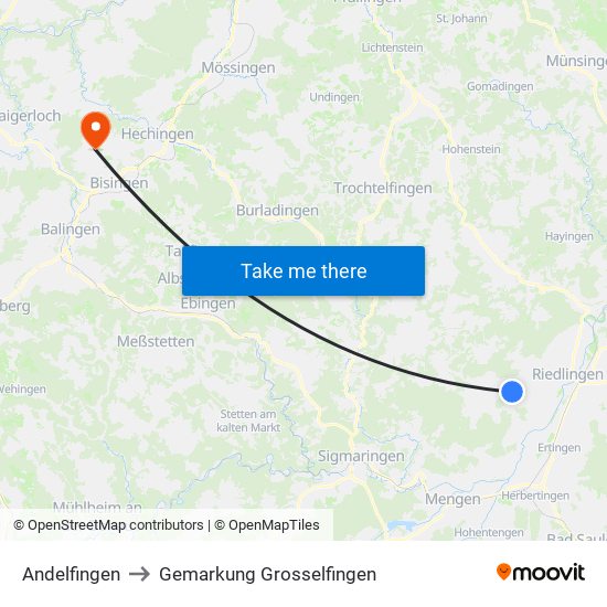 Andelfingen to Gemarkung Grosselfingen map