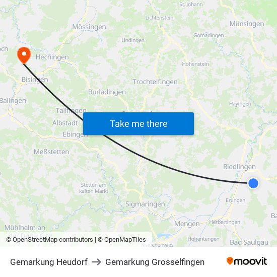 Gemarkung Heudorf to Gemarkung Grosselfingen map