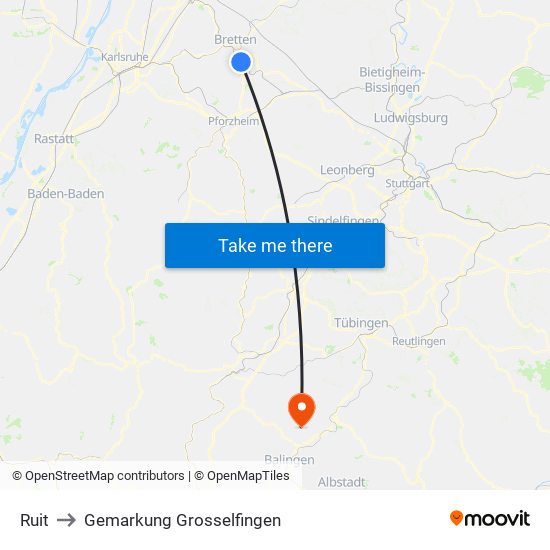 Ruit to Gemarkung Grosselfingen map