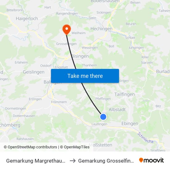 Gemarkung Margrethausen to Gemarkung Grosselfingen map