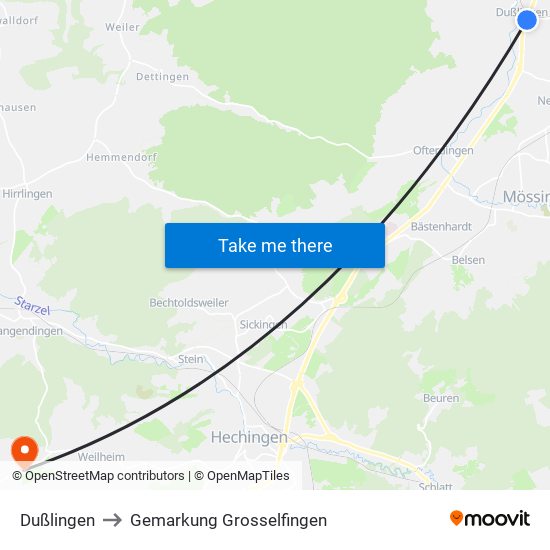 Dußlingen to Gemarkung Grosselfingen map