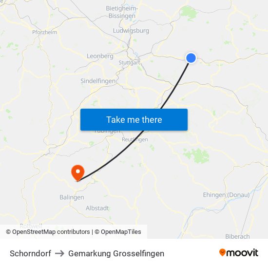 Schorndorf to Gemarkung Grosselfingen map