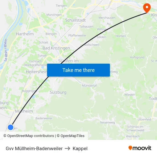 Gvv Müllheim-Badenweiler to Kappel map