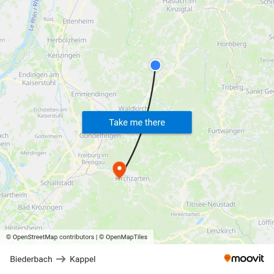 Biederbach to Kappel map