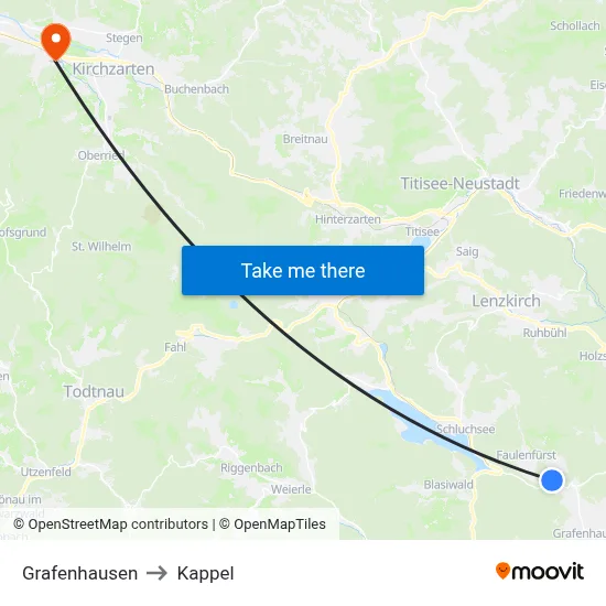 Grafenhausen to Kappel map