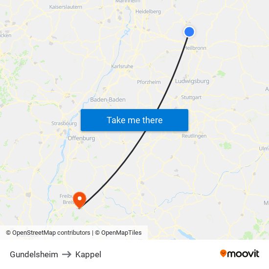 Gundelsheim to Kappel map