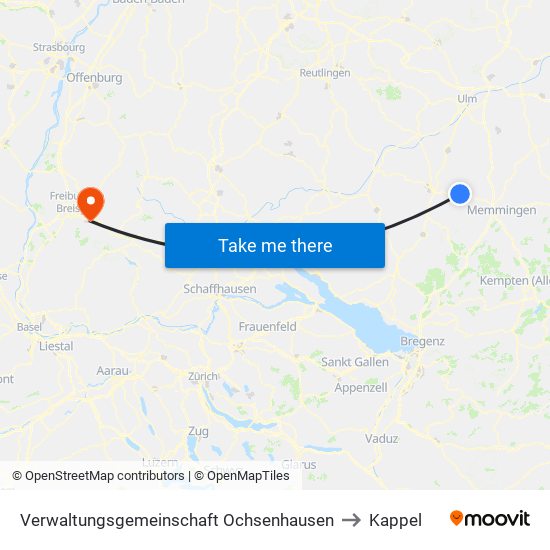 Verwaltungsgemeinschaft Ochsenhausen to Kappel map