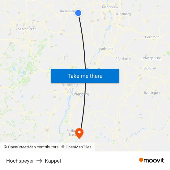 Hochspeyer to Kappel map