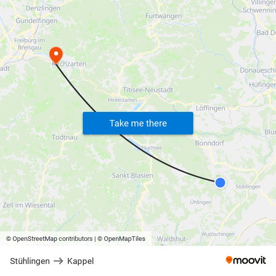 Stühlingen to Kappel map