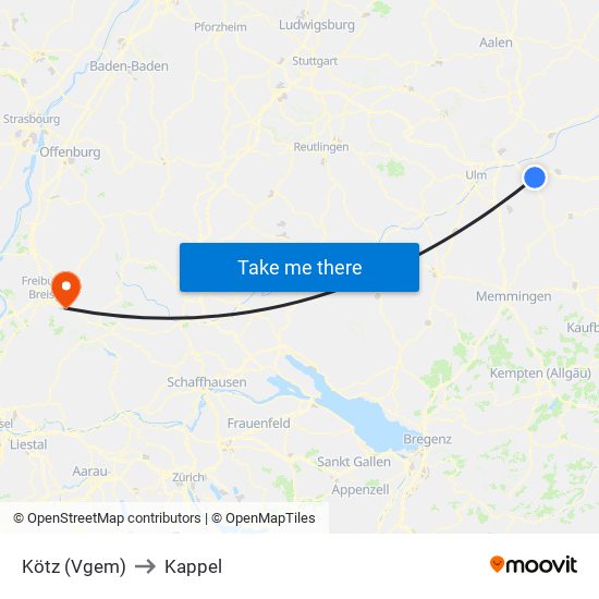 Kötz (Vgem) to Kappel map