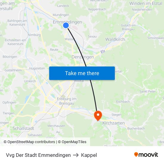 Vvg Der Stadt Emmendingen to Kappel map