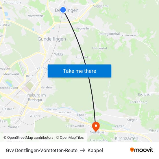 Gvv Denzlingen-Vörstetten-Reute to Kappel map