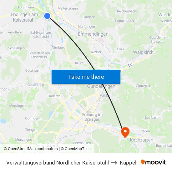 Verwaltungsverband Nördlicher Kaiserstuhl to Kappel map