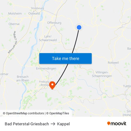 Bad Peterstal-Griesbach to Kappel map