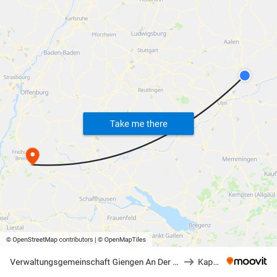 Verwaltungsgemeinschaft Giengen An Der Brenz to Kappel map