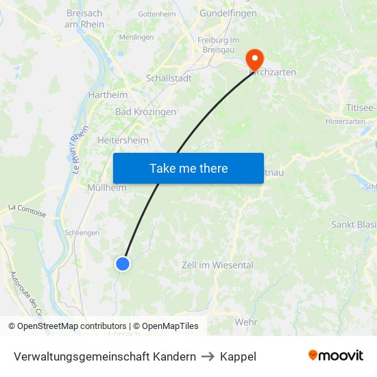 Verwaltungsgemeinschaft Kandern to Kappel map