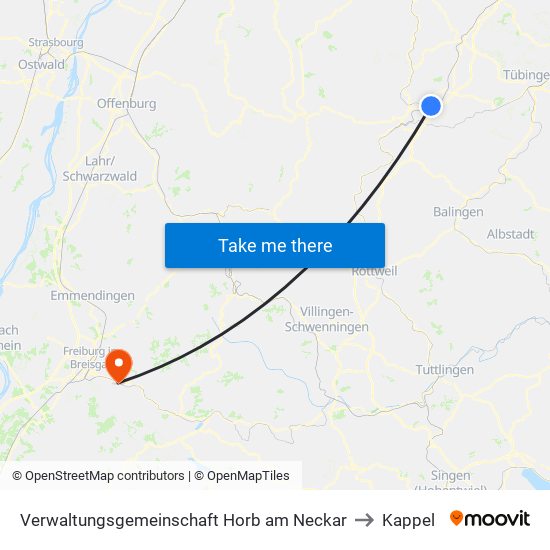 Verwaltungsgemeinschaft Horb am Neckar to Kappel map