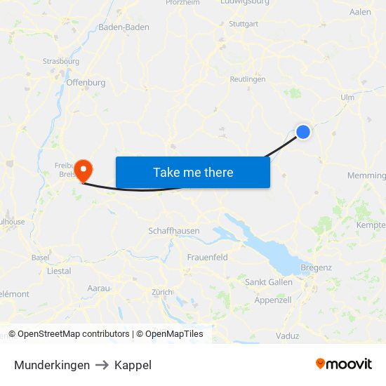 Munderkingen to Kappel map