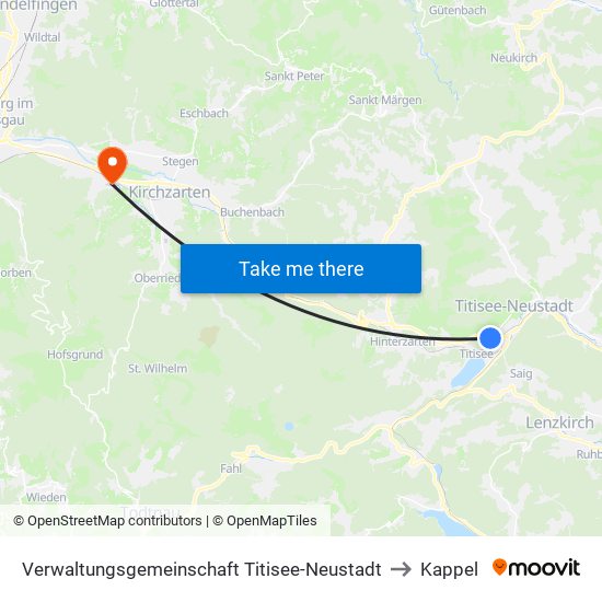 Verwaltungsgemeinschaft Titisee-Neustadt to Kappel map