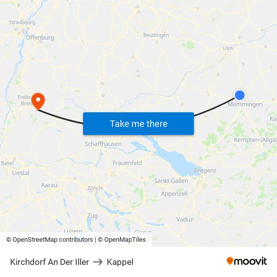 Kirchdorf An Der Iller to Kappel map
