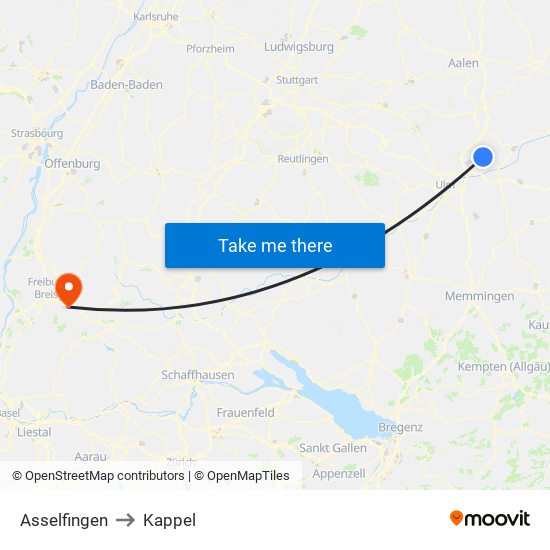 Asselfingen to Kappel map