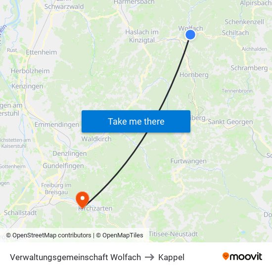 Verwaltungsgemeinschaft Wolfach to Kappel map