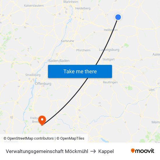 Verwaltungsgemeinschaft Möckmühl to Kappel map