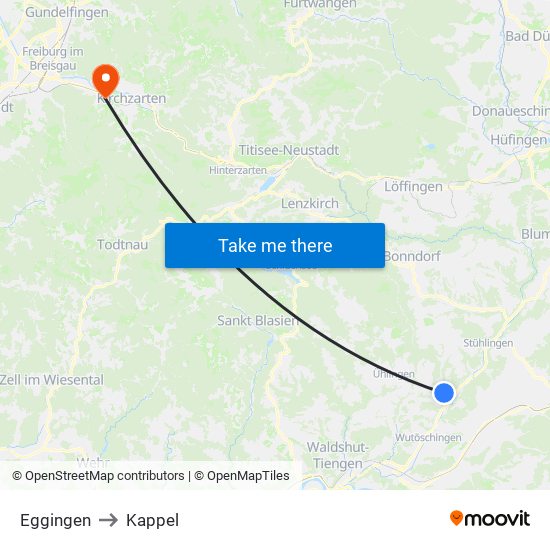 Eggingen to Kappel map