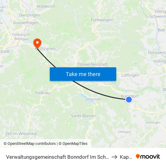 Verwaltungsgemeinschaft Bonndorf Im Schwarzwald to Kappel map