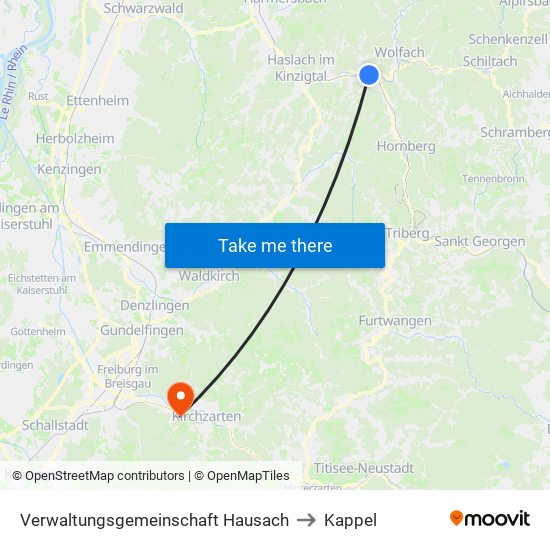 Verwaltungsgemeinschaft Hausach to Kappel map